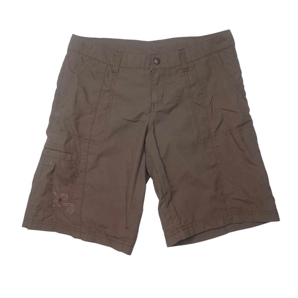 Columbia Shorts Women 6 Brown Nylon Hiking Cargo Embroidered AL4490